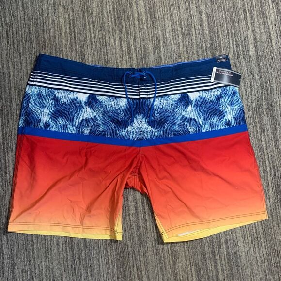 Brand New Roundtree & Yorke Men's Size 4XB Big Blue Orange Board Shorts Swimwear - Picture 1 of 9
